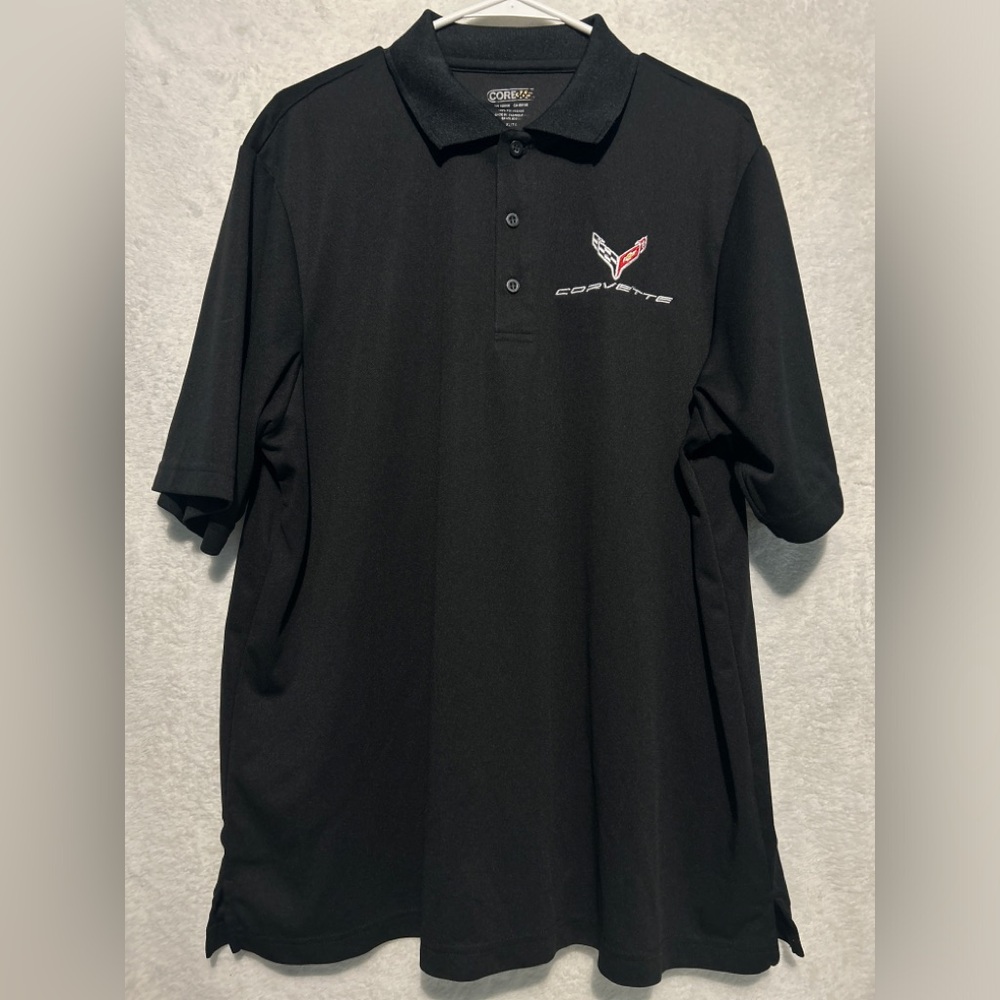 Official Corvette Museum Black Embroidered Emblem Short Sleeve Polo XL
